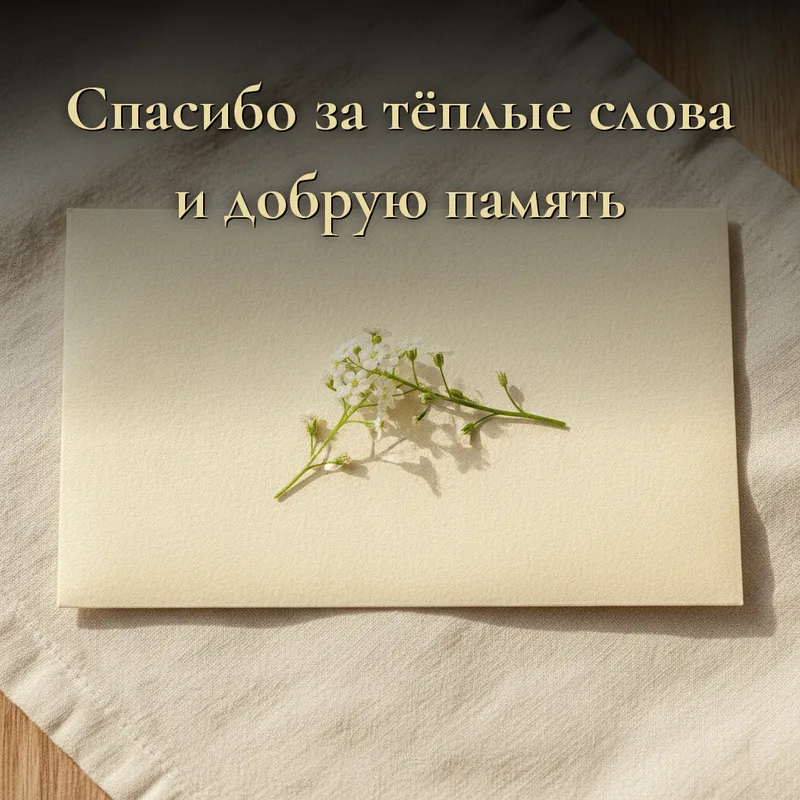 Открытка «Спасибо за тёплые слова и добрую память»