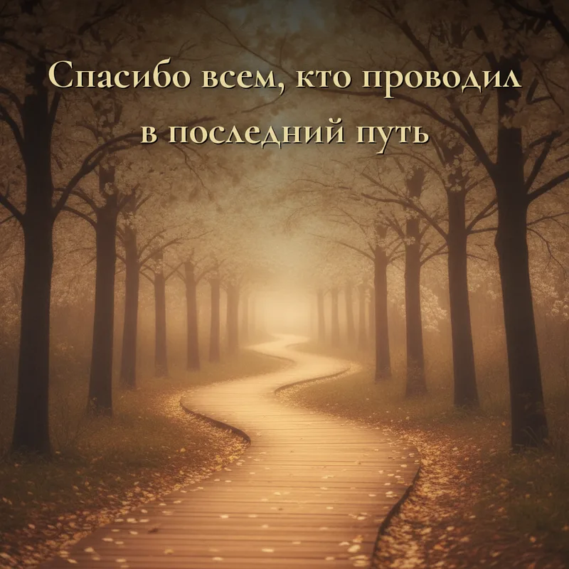 Открытка «Спасибо всем, кто проводил в последний путь»