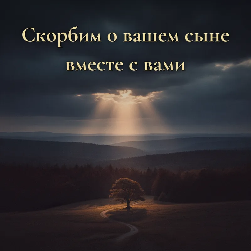Открытка «Нет слов утешения… Скорбим о вашем сыне вместе с вами.»