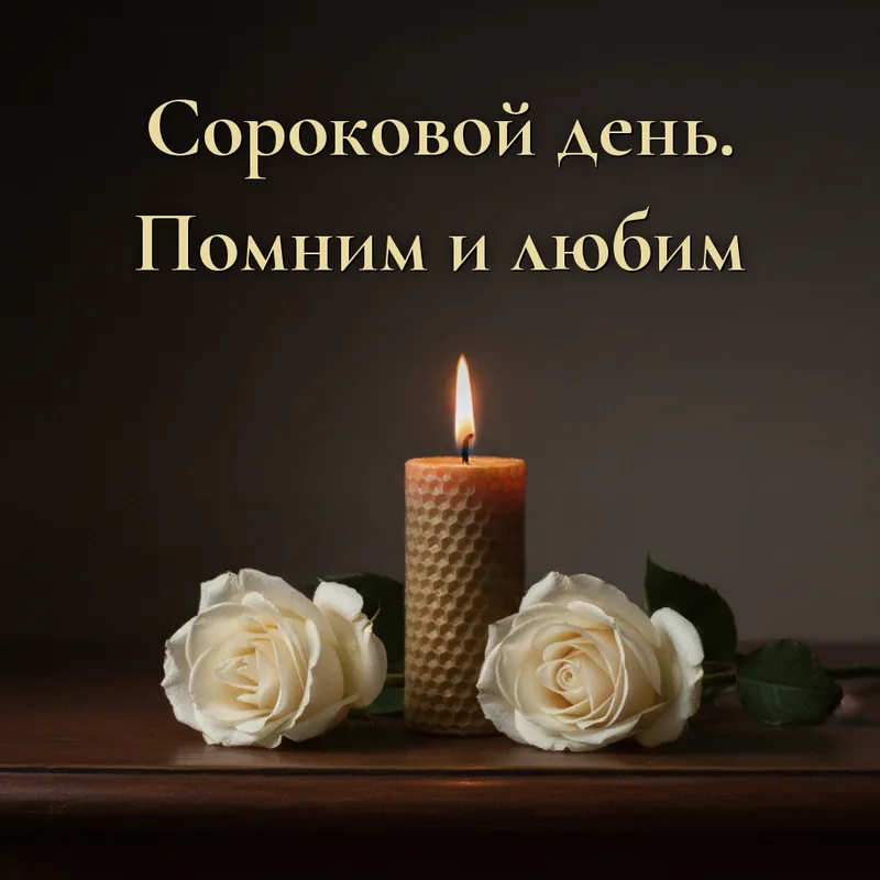 Открытка «Сороковой день. Помним и любим.»