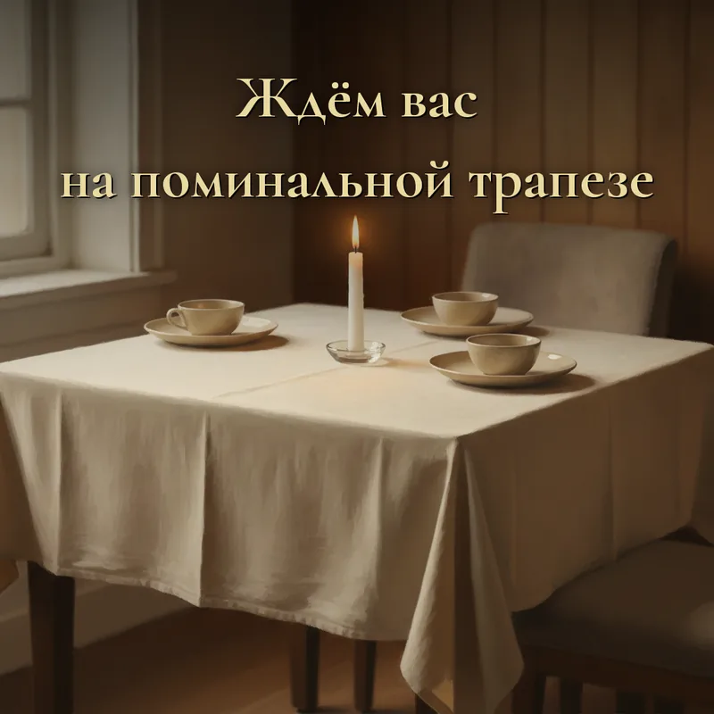 Открытка «Ждём вас на поминальной трапезе»